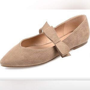 Journee Collection Tan Suede Flats with Bow